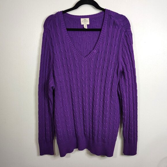 ST. JOHN'S BAY 2 Cable Knit Sweaters 2X Women's Long Sleeve V-Neck Bundle Lot - Picture 6 of 8